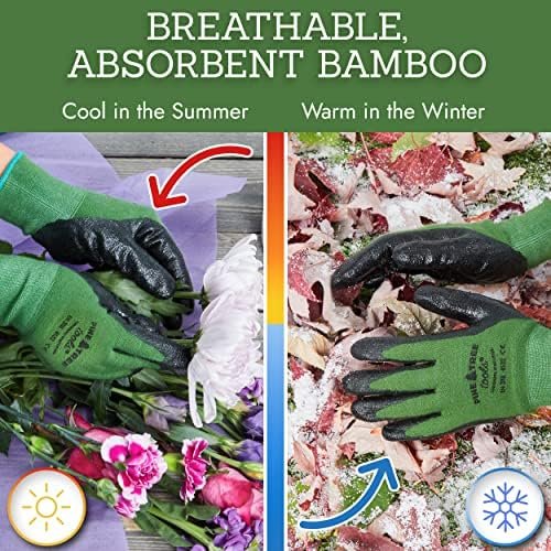 Pine Tree Tools Bamboo Garden Gloves for Women & Men - Multi...