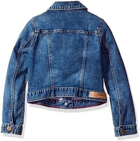 Calvin Klein Girls' Basic Jean Jacket, Stretch Denim with Bu...