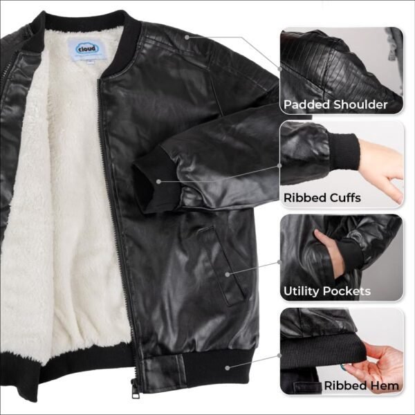 Boys Leather Jackets, Faux Fur Motorcycle PU Toddlers 4-14