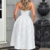 Strapless Tea Length Prom Dresses for Women 2025 Jacquard Sa...