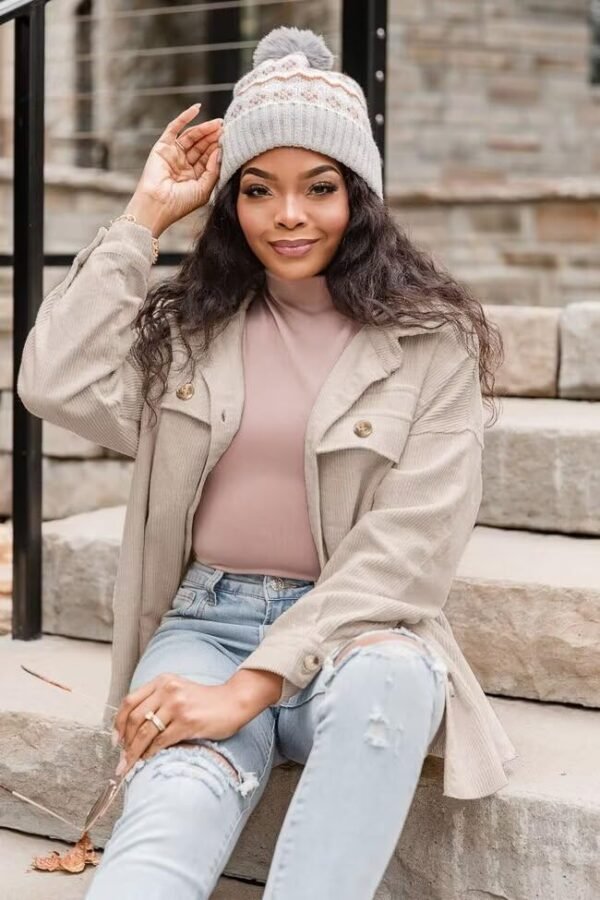 VICHYIE Womens Corduroy Shacket Blouses Button Down Shirts P...