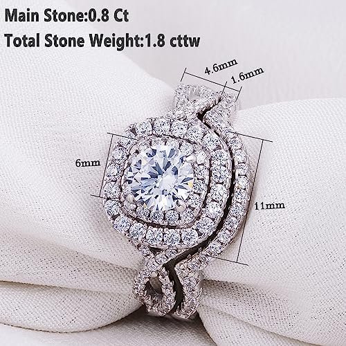 Newshe Wedding Band Engagement Ring Set for Women 925 Sterli...