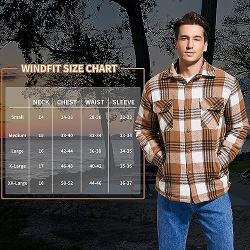 Men's Cotton Flannel Shirt Jacket Fleece Lined Long Sleeve P...