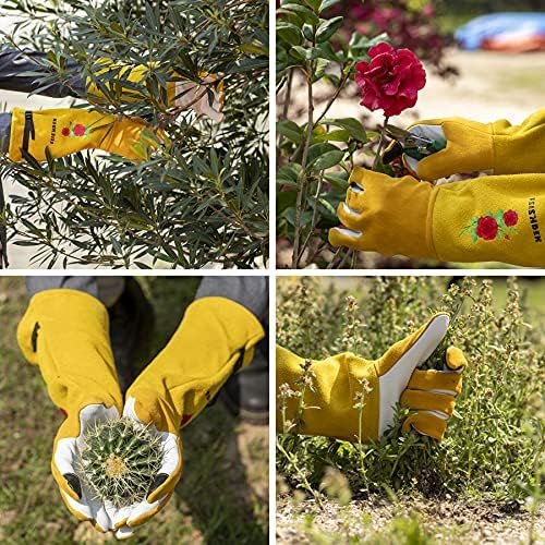 Garden Gloves Women/Men Thorn Proof, Deerskin Suede, 2 Layer...