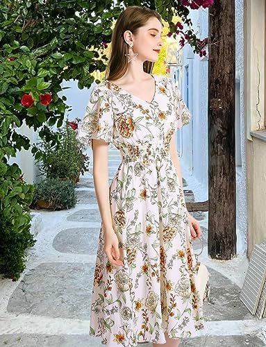 Gardenwed Chiffon Floral Dresses Summer Sun Beach Dresses fo...