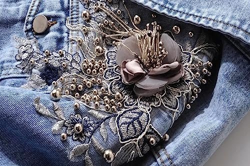 Kedera Women's Denim Jacket Long Sleeve Western Rivet Studde...