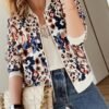 ECOWISH Women's Casual Floral Zip Up Bomber Jacket Coat Crew...