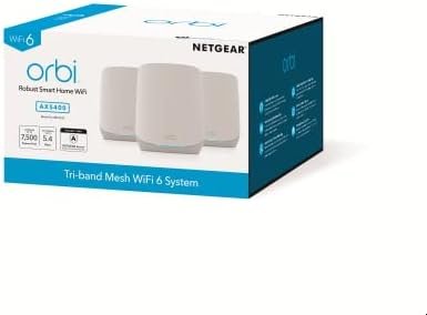 Netgear Orbi RBK763-100NAR AX5400 Tri-band WiFi 6 Mesh Syste...