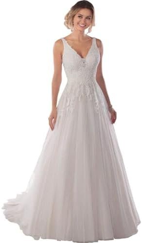 Women's Boho Wedding Dresses for Bride Lace Applique A Line Women's Boho Wedding Dresses for Bride Lace Applique A Line ...