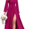 TORYEMY Chiffon Bridesmaid Dresses with Sleeves Long V Neck ...