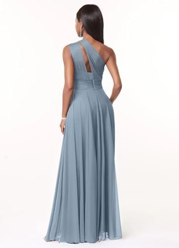 Kyeuan One Shoulder Bridesmaid Dresses with Pockets Chiffon ...