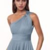 Kyeuan One Shoulder Bridesmaid Dresses with Pockets Chiffon ...