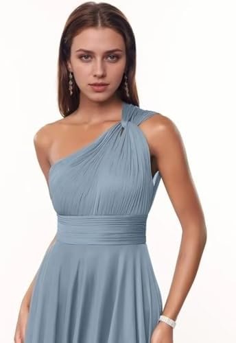 Kyeuan One Shoulder Bridesmaid Dresses with Pockets Chiffon ...