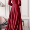 41VLXjrDbL._AC_.jpg Long Sleeve Bridesmaid Dresses for Women Satin V Neck Slit A...
