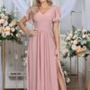 Rmaytiked Bridesmaid Dresses for Women with Slit V Neck Flut...