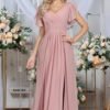 Rmaytiked Bridesmaid Dresses for Women with Slit V Neck Flut...