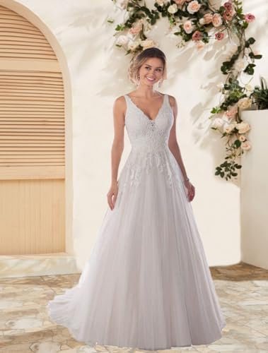Women's Boho Wedding Dresses for Bride Lace Applique A Line ...