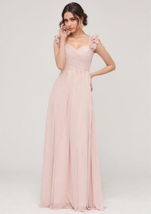 Chiffon Bridesmaid Dresses for Women with Pleated Shoulder F...