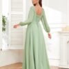 TORYEMY Chiffon Bridesmaid Dresses with Sleeves Long V Neck ...