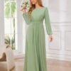 TORYEMY Chiffon Bridesmaid Dresses with Sleeves Long Formal ...