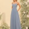 Women's Spaghetti Straps Bridesmaid Dresses with Silt Long F...
