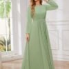 TORYEMY Chiffon Bridesmaid Dresses with Sleeves Long Formal ...