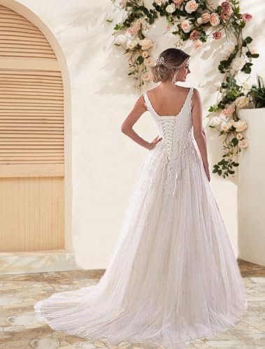 Women's Boho Wedding Dresses for Bride Lace Applique A Line ...