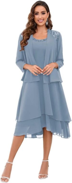 Mother of The Bride Dresses for Wedding Scoop Neck A Mother of The Bride Dresses for Wedding Scoop Neck A Line Te...