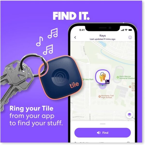 Tile by Life360 Mate (2024) Bluetooth Tracker, Keys Finder a...