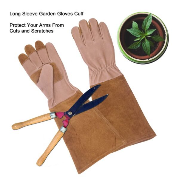 HLDD HANDLANDY Long Gardening Gloves, Pigskin Leather Thorn ...
