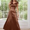 Women's Vintage 1950s V Neck Satin Cocktail Bridesmaid Floor...