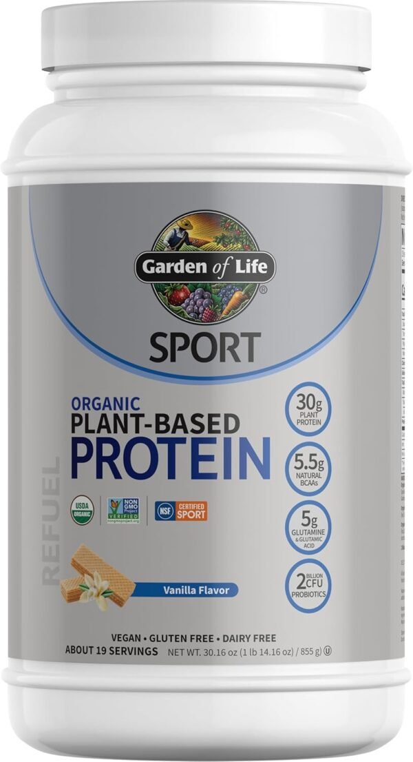 Organic Vegan Protein Powder, Vanilla Protein Powder with Pr...