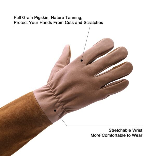 HLDD HANDLANDY Long Gardening Gloves, Pigskin Leather Thorn ...