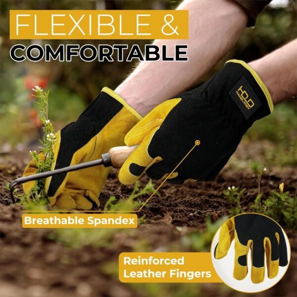 HANDLANDY Men Leather Gardening Gloves, Utility Work Gloves ...