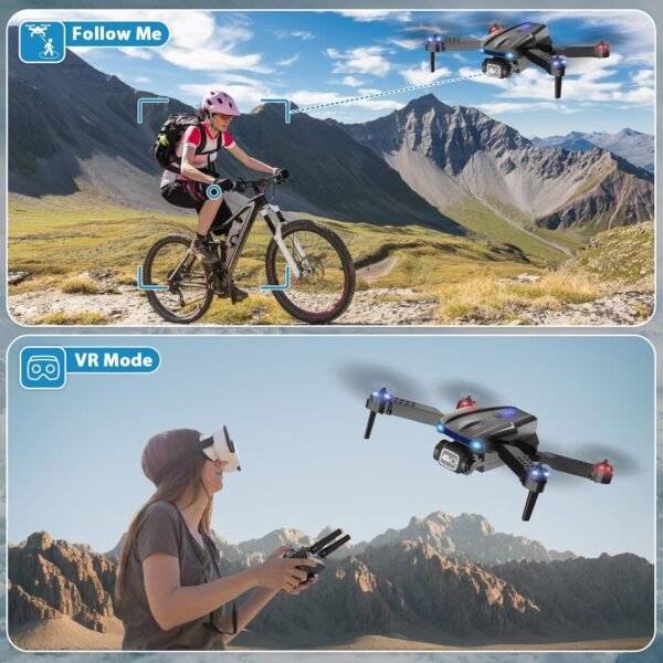 Drone with Camera 1080P for Kids Adults, Foldable HD FPV Mini Drone with 2 Batteries, One Key Take Off/Land, Altitude Hold, Headless Mode, 360°Flip, Gravity Control, Gestures Selfie, 3 Speed Mode, Waypoint Fly
