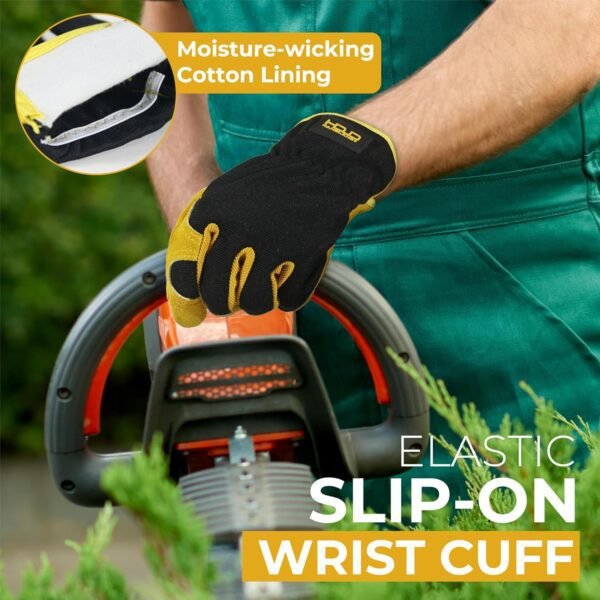 HANDLANDY Men Leather Gardening Gloves, Utility Work Gloves ...