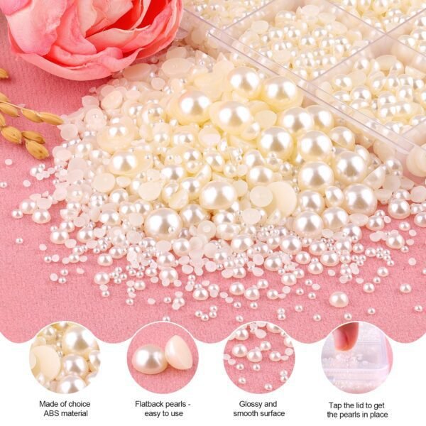 11000Pcs Flatback Pearls for Crafting (Ivory White/Beige), A...