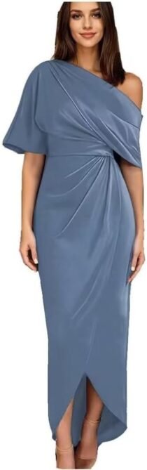 One Shoulder Mother of The Bride Dresses for Wedding Tea Len...