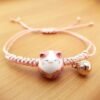 Pink Lucky Cat Maneki Neko Bacelet Adjustable Ceramic Bead G...