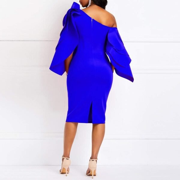 VERWIN Bodycon Dress for Woman Long Sleeve Knee-Length Ruffl...