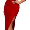UONBOX Women's One Shoulder Side Split Asymmetrical Bodycon ...