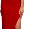 UONBOX Women's One Shoulder Side Split Asymmetrical Bodycon ...