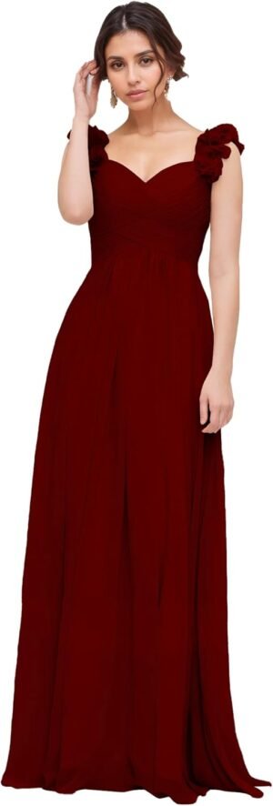 Chiffon Bridesmaid Dresses for Women with Pleated Shoulder F... Chiffon Bridesmaid Dresses for Women with Pleated Shoulder F...