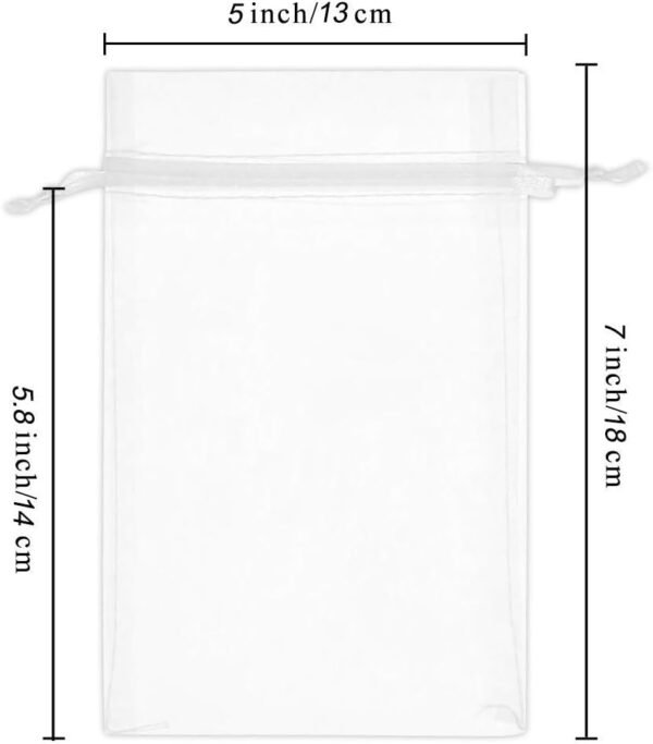 Wudygirl 100pcs 5X7 Inches White Organza Bags Christmas Draw...