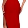 UONBOX Women's One Shoulder Side Split Asymmetrical Bodycon ...