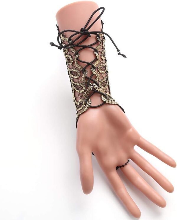 Bronzing Fingerless Gloves Women Gothic Floral Lace Steampun...