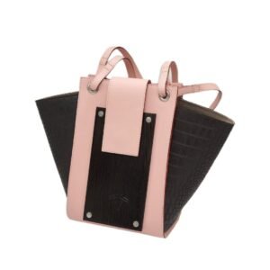 Handmade Shoulder Bag – Pink & Brown Italian Leather with Handmade Shoulder Bag – Pink & Brown Italian Leather with Wo...