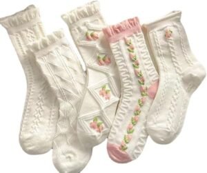 5 Pairs White Cute Socks, Women's Lace Ruffles Ankle Casual 5 Pairs White Cute Socks, Women's Lace Ruffles Ankle Casual ...