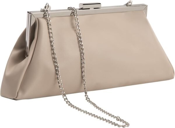 WALLYN'S Elegant Pleated Leather Clutch Purse,Soft Pleated E...