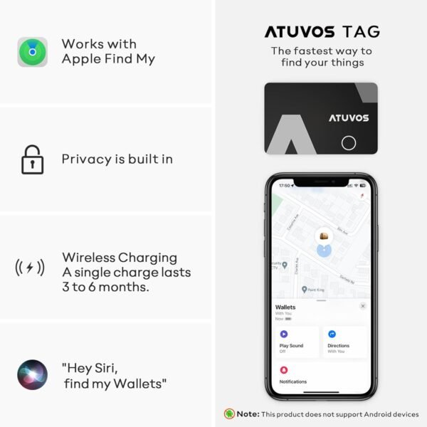 ATUVOS Rechargeable Wallet Tracker Finder Card (2025), Ultra...